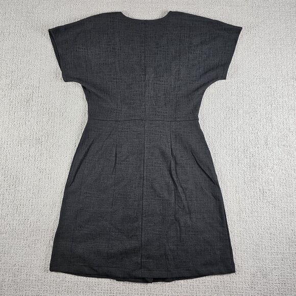 Madewell Faux Wrap Cross Front Flutter Sleeve Mini Dress Black Small Minimalist - Picture 2 of 12